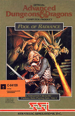 Cover art of Pool of Radiance, the first computer game officially based on Dungeons and Dragons
