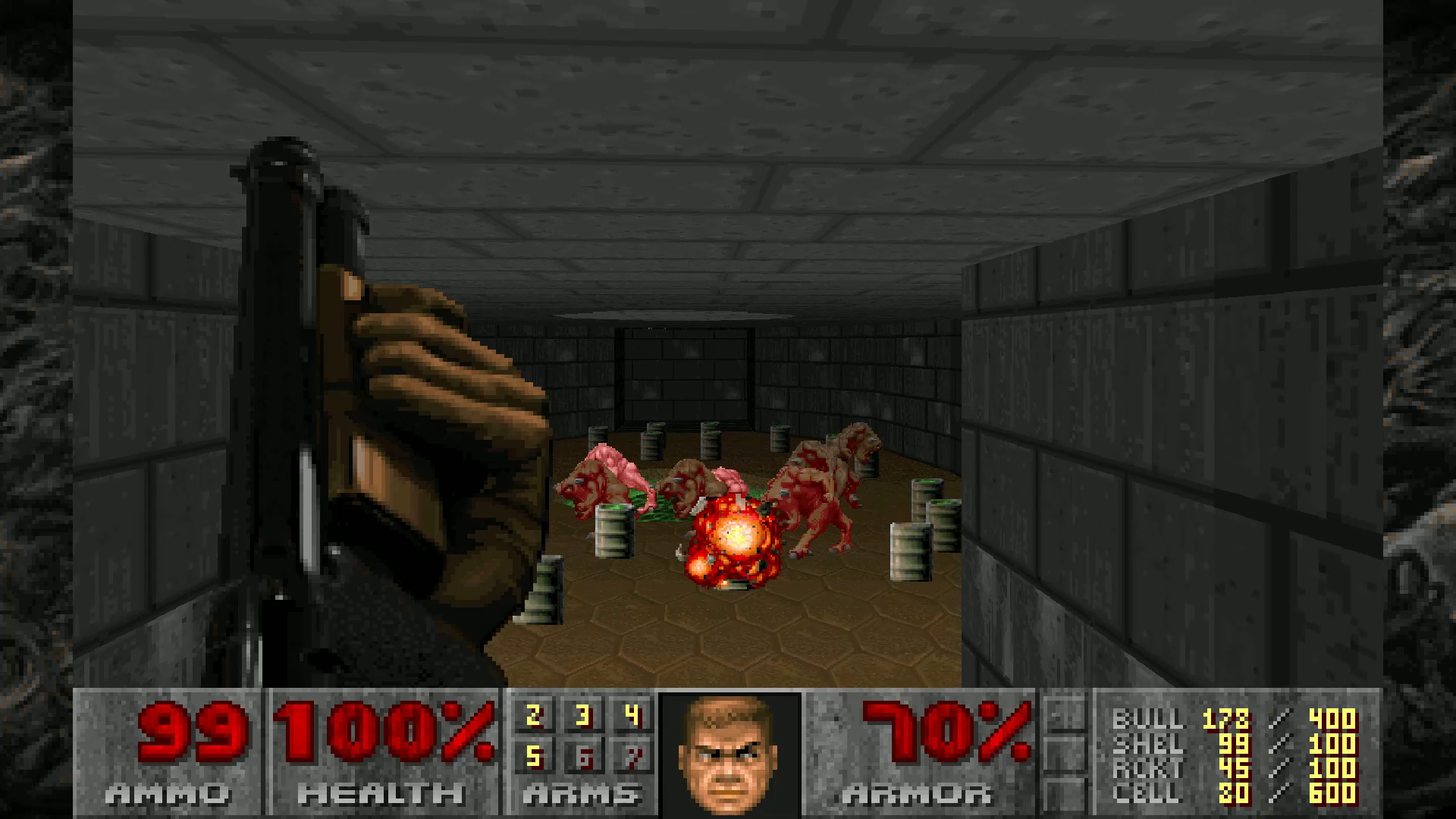 id software doom screenshot of fierce combat